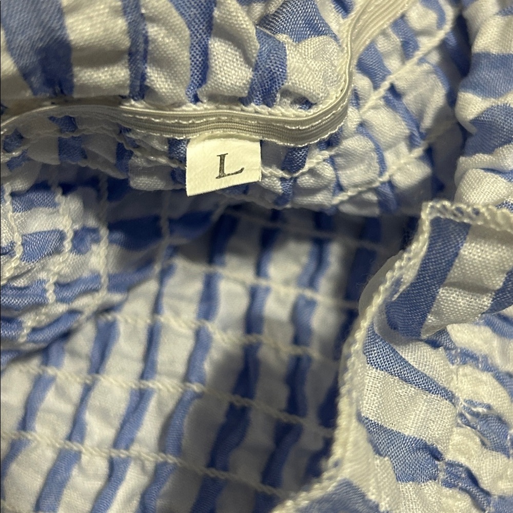 Joyfunear Knotted Shoulder Shirred Striped Cami Dress size L - Picture 7 of 8